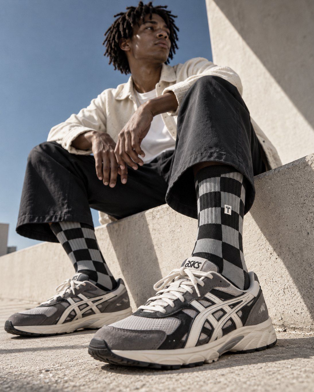 Combat crew socks styled on foot
