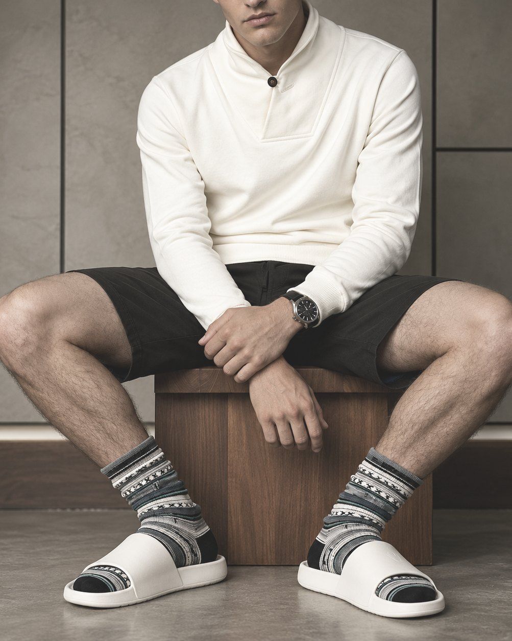 San Diego crew socks styled on foot