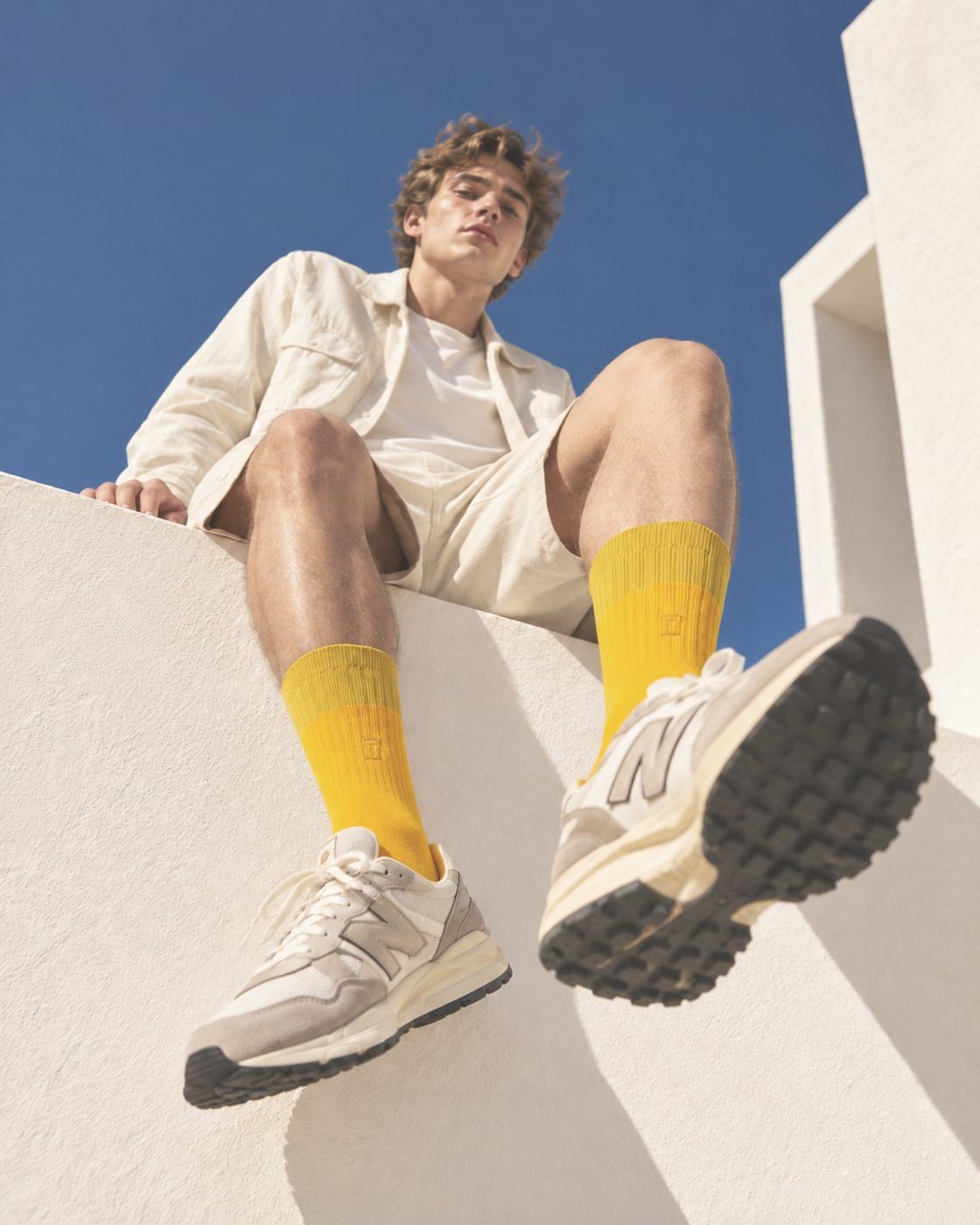 Brasilia crew socks styled on foot